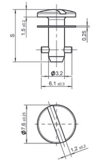 Slotted recess head dimensions